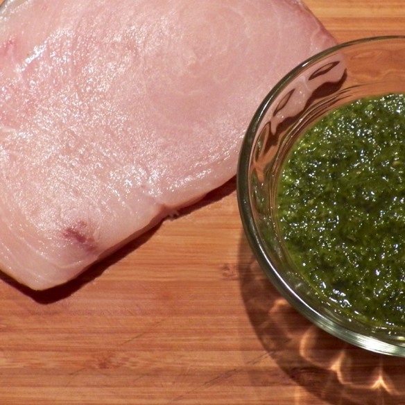 Raw Swordfish with Salsa Verde